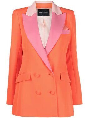 New HEBE STUDIO Orange Pink Colorblock Stretch Blazer IT 42 US 6 $1072 Italy